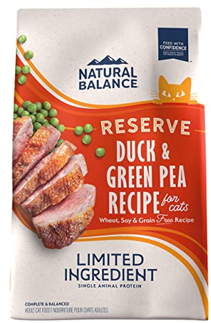 Natural Balance Limited Ingredient Adult Grain-Free Dry Cat Food, Reserve Duck & Green Pea Recipe, 10 Pound (Pack of 1)