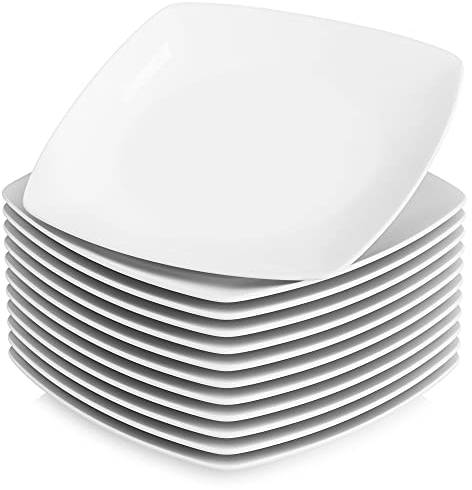MALACASA, Série JULIA, 12pcs Assiettes Plates Porcelaine, Assiettes Plats de Service pour 12 Personnes