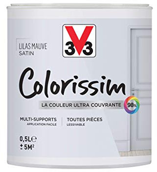 V33 Peinture multi-supports COLORISSIM® SAT Lilas mauve SATIN 0,5 L