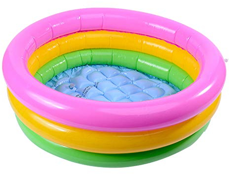 DREI Ring Regenbogen Faltbare Aufblasbare Schwimmwanne Spielzeug Runden Pool Baby wasserdichte Spielhaus Sand Tisch Angeln Spielzeug Kleinkinder Dusche Badewanne für Kinder Kinder(60cm)