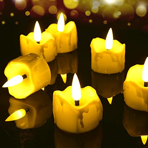 Qxmcov Bougie LED, Lampe Bougie Electrique sans Flamme, Lot de 12 Bougies Flamme Vacillante chauffe-plat, Bougie LED de Chronométrage Automatique, Mariage, Noël, Pâques, Décoration de Fête(S)