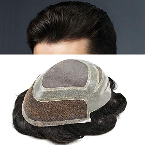 Durable Hair System for Men French Lace Front Mens Toupee Hairpieces Natural Hairline Fine Mono Hair Toupee for Men 8x10 120% Light to Medium Density #2 Darkest Brown