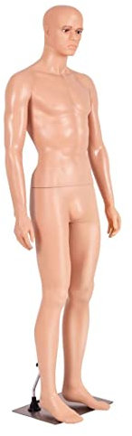 GiantexUK 184cm Male Mannequin, Detachable Full Body Dress Form with Metal Base, Rotatable Head and Arms, Adjustable Mannequin Stand for Retail Clothing Shops