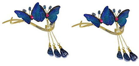 Pinces à cheveux Coiffure Épingles à cheveux 2pcs Pince à cheveux brodée papillon Épingle à cheveux japonaise Pinces à cheveux for femme Accessoires for cheveux de mariage Clip latéral en métal Barret