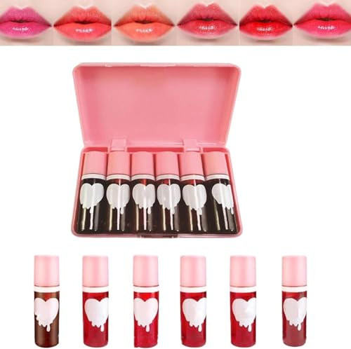 6 Colors Mini Korean Lip Tint, Multi-use Lip and Cheek Tint, Water Tint Lip Stain, Lip Stain Long Lasting Waterproof, High Pigment, Vivid Color