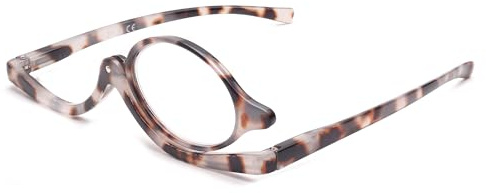 JM Occhiali da Lettura per il Trucco che Ingrandiscono i Lettori Cosmetici Flip Down per le Donne Tartaruga Grigia +3.0