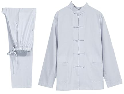 Traditioneller chinesischer Tang-Anzug, Langarm-Set, Kung-Fu-Kleidung, Uniform, Hemd, Mantel, Hose für Herren