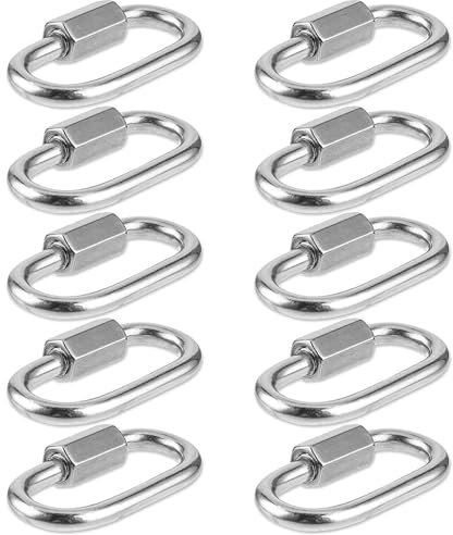 Lot de 10 petits mousquetons à maillons rapides en acier inoxydable 304 très résistants M3.5 avec vis pour camping, randonnée, balancelle, hamac