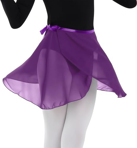 MUNAFIE Ropa de Ballet Señoras Falda de Ballet Corbata de Cintura Ajustable Falda de Gasa Faldas de Danza para Mujeres y Niñas Morado