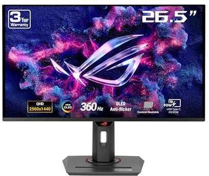 ASUS ROG Strix - Monitor OLED para Juegos de 27 Pulgadas 1440P (XG27ACDNG) - QD-OLED, QHD (2560 x 1440), 360Hz, 0.03 ms, disipador de Calor Personalizado, OLED Care+, Compatible con G-Sync, 99%