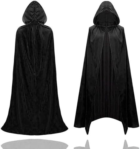 TK Gruppe Timo Klingler Umhang schwarz mit Kaputze - Vampir Kostüm - für Halloween & Fasching & Karneval für Kinder & Erwachsene, Beidseitig (schwarz)