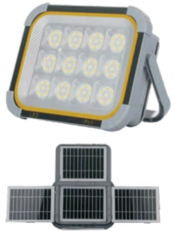 ERAY 150W Foco LED Recargable, Foco de Trabajo Portátil con 4 Panel Solar Batería de 12000mAh/336 LEDs/4 Modos de Luz/IP64/Banco de Energía, Foco LED Bateria para Camping, Emergencia, Trabajo