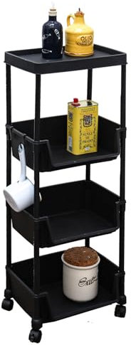 MAKLIK Rollwagen mit 3 Körben - 35x24x100 Aufbewahrungswagen - Allzweckwagen für Bad und Küche - Stauraumregal Nischenregal Korbwagen mit Rollen - Küchenrollwagen Gemüsewagen Obstwagen Badrollwagen