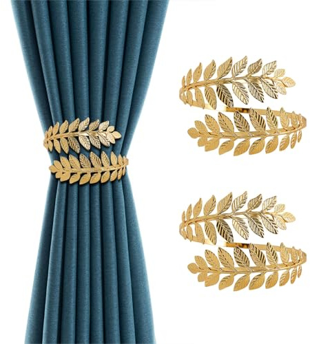 Lot de 2 embrasses de rideaux magnétiques pour rideaux - Pour chambre d'enfant et fille - Doré
