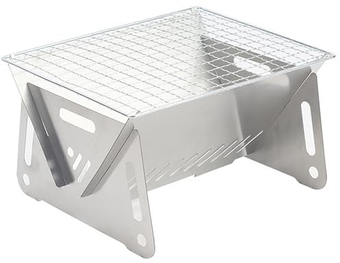 Veesper Estufa de Madera para Acampar, Estufa de leña de Acero Inoxidable Plegable portátil con Red y Bolsa de Transporte para mochileros al Aire Libre, Senderismo y cocción