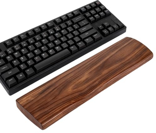 Repose-poignet pour clavier en noyer 60 touches (30 cm) - Repose-poignet ergonomique - Soulage les douleurs au poignet - Antidérapant et anti-tendinite - Convient pour le bureau, les jeux, les