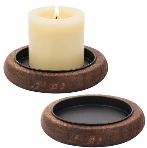 2 PCS Candle Plate Brown Black Candle Plates And Trays Enhances