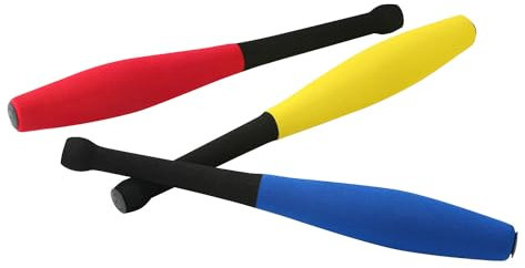Sport-Thieme Jonglierkeulen Set Soft | Leicht, griffig, gummiähnlicher Überzug, drehend | 3 Stück | Bunt | Für Einsteiger, Training, Allrounder