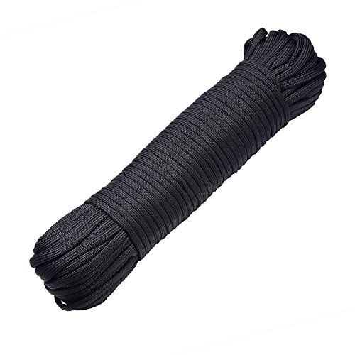 DonDon 30 meter långt tygband nylonsnöre paracord-rep överlevnadsrep för hantverk och campingaktiviteter utomhus 4 mm - 7 snören svart