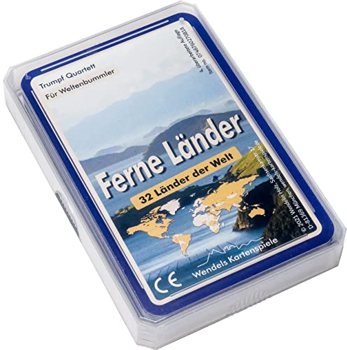 Wendels Kartenspiele Ferne Länder Trumpf Quartett Spiel | Kleines Geschenk für Kinder & Familie