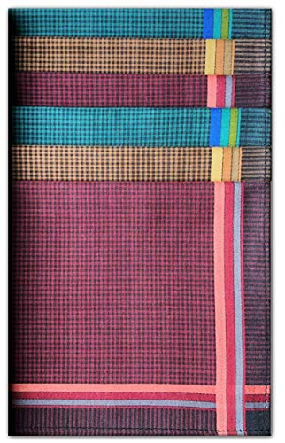 Arenastore Men's Handkerchiefs, 100% Pure Soft Cotton Handkerchief, Pattern Coloured Pocket Square Hankies, Great Gift, 45 x 45 cm