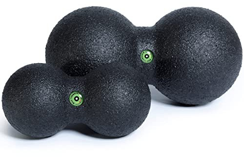BLACKROLL® DUOBALL Set, Faszienbälle zur Selbstmassage von parallelen Muskelsträngen, Faszien-Duoball für Nacken und Rücken, Set: DUOBALL 08 & 12, mittlere Härte, Made in Germany, Schwarz