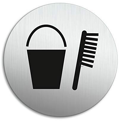 Targhetta per Porta - Ripostiglio Targa Ø 100 mm Alluminio spazzolato auto-adhesiva