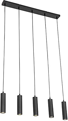 Qazqa - Moderne Hängelampe I Pendellampe I Pendelleuchte schwarz 5-flammig - Jeana I Wohnzimmer I Schlafzimmer - Stahl Länglich - LED geeignet GU10