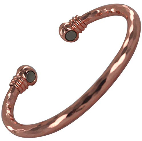 Pure Copper Bangle with Magnets Bracelets for Women Men Solid Cuff 3D Shiny Effect
