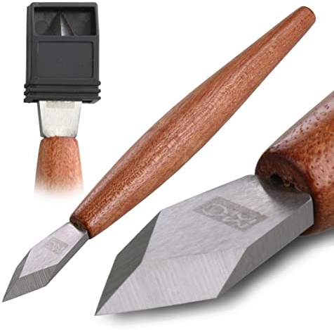 Marking Knife with Plastic Protector, Marking Gauge Woodworking, Premium Woodworking Tool with High Speed Steel Sharp Blade, Beautiful Rose Wood Handle