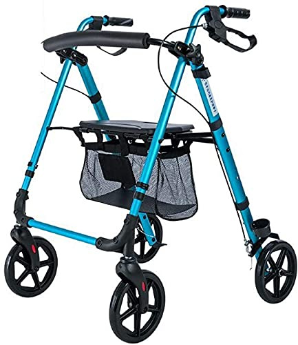 Bsetain Rollator Walker Seniors Indoor Rollator Rollator Walker Lightweight Rollator Folding Bariatric Rolling Walker Adjustable Height with a Parking Brake Steel Walker Rollator for Seniors