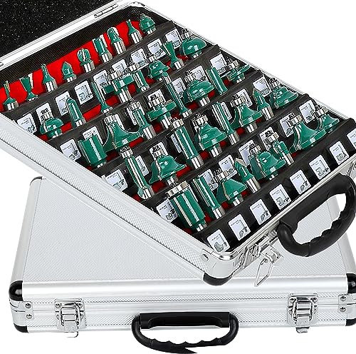 MAYLINE 1/2 Inch Shank Router Bits Sets 41 PCS, Woodwork Milling Cutter Router Bit Set, Wood Cabinet Carbide CNC Cutting Tool for Door&Table Shelves (1/2-L3K)