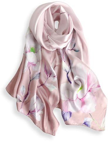 PoeticEHome Écharpe Longue en Soie de Mûrier 100% – Châle Foulard Femme | Emballage Cadeau (170x53cm)