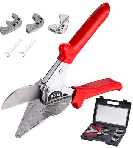 KATSU Multi-Function Gasket and Pipe Mitre Shears Kit 45 to 120 Degree Multi Angle Trim Cutter for Cutting PVC Plastic Rubber Gasket, Soft Wood, Packed in Plastic Carry Case