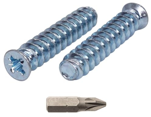 SKIR'CO (30 st) Förzinkade euroskruvar 6,2 x 30 mm, Lådlöparskruvar, platt försänkt huvud, gångjärnsskruvar