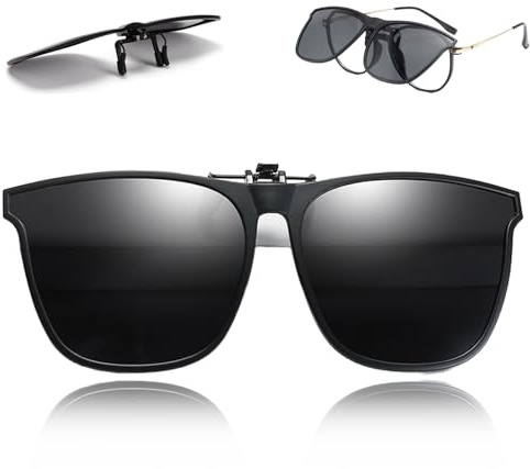 Babbblisio Clip on Sunglasses Flip up Rimless Myopia Sunglasses Easy to Put on and Take off One handed Over Glasses for Men Driving Travel