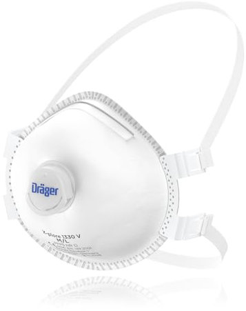 Dräger X-plore 1330 V FFP3 Lot de 3 masques respiratoires jetables anti-poussière avec valve pour particules toxiques/fumées/agents pathogènes/aérosols, taille M/L