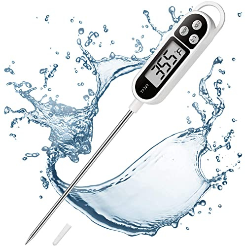 Digital Meat Thermometer, Instant Read Food Thermometer with Backlight LCD Screen, Foldable Long Probe & Auto On/Off, Perfect for Kitchen, BBQ, Water,Meat, Milk, Cooking Food