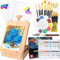 WOWOSS Set di Cavalletti da Tavolo, 40 Pezzi Kit di Pittura per Artisti Adulti e Principianti, Cavalletto Pittura da Tavolo in Legno con 24 Colori Acrilici, 10 Pennelli, 3 Tela, Spatola e Tavolozza