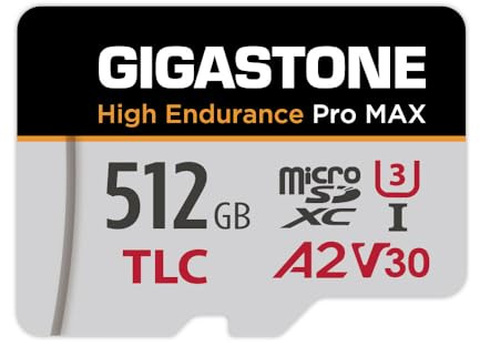 [5 år gratis dataåterställning] GIGASTONE 512 GB Micro SD-kort, hög uthållighet Pro MAX-seriens hastighet upp till 160 MB/s, kompatibel med REDTIGER Rove VIOFO VANTRUE PRUVEEO Dash Cam, MicroSDXC