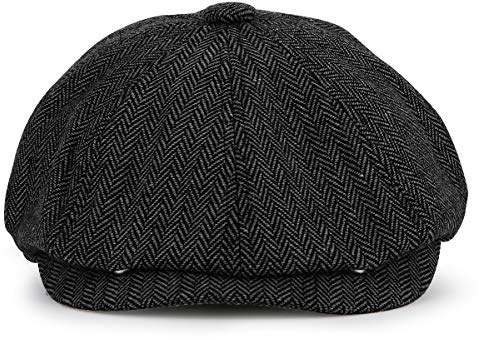 KeepSa Newsboy Casquillo Plano Sombreros Baker Boy Gorras - 8 Panel Peaky Herringbone Tweed Gatsby Hat Ivy Irish Cap para Hombres y Mujeres, Ajuste 56~62cm