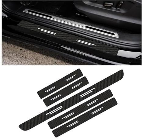 YJTYC 5 Piezas Pegatinas Protectores de Umbral de Puerta para Toyota Hilux 2015-2023, Fibra de Carbono Protector de Estribos Accesorios Decorativos