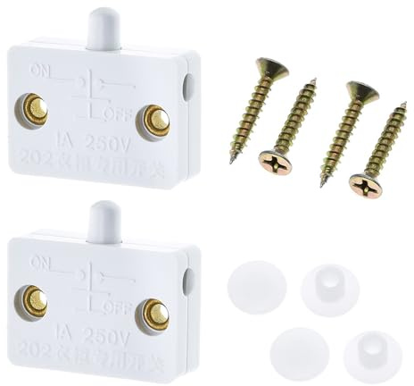 2 Pack Cupboard Door Switch 1A 250V, Cupboard Light Control Switch, Auto Control Push to Break Light, Pressure-sensitive Touch Lamp for All Kinds of Cabinet Doors