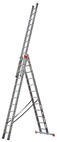 STRUKTURO Mehrzweckleiter 3in1 | Anlegeleiter ✓ Bockleiter ✓ Stehleiter mit Aufsteckteil ✓ Max. Arbeitshöhe 9,25 m | 3x12 Sprossen | bis 150 kg belastbar | Normkonform