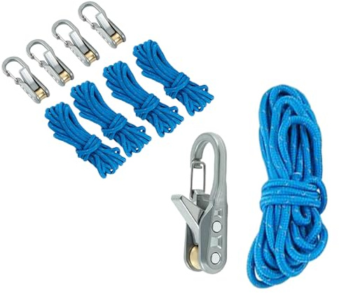 Retractable Ratchet Straps Rope Roller Tensioner Set, Heavy-Duty Roperoller Tie Down with Rollercam Carabiner, Camping Tarp Ratchet Outdoor Rope Adjuster (4-Pack Options) (8pcs)