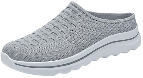 Zapatos perezosos transpirables para mujer, un pie, estribo, parte inferior suave, cómodos, cien transpirables, zapatos individuales de media arrastre, zapatos para mujer, azul turquesa, gris, 37 EU