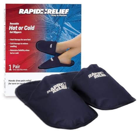 Rapid Relief Hot and Cold Therapy Slippers for Swollen and Painful Feet - Fast and Effective Relief for pain associated with Neuropathy, Chemotherapy, and Diabetes, and Swollen Feet