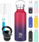 BOGI 600ml Double Wall Vacuum Insulated Stainless Steel Water Bottle-Scratch Resistance&Eco-Friendly for Outdoor Sports Yoga Camping,Straw Flip Cap+Cleaning Brush-1 Year Warranty(Orange)