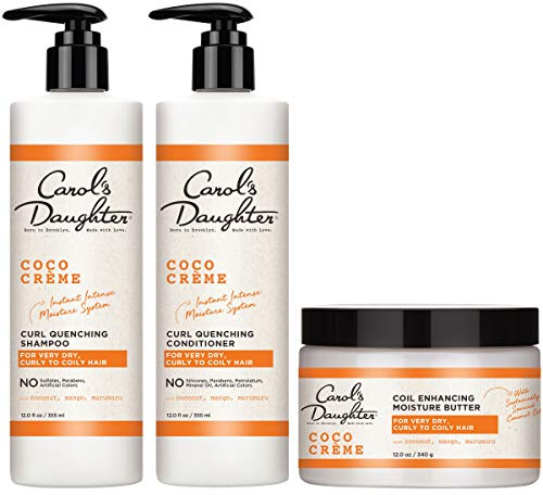 Carol’s Daughter Coco Creme Sulfate Free Shampoo and Conditioner Set with Silicone Free Hair Butter, for Very Dry Curly Hair, with Coconut Oil and Mango Butter