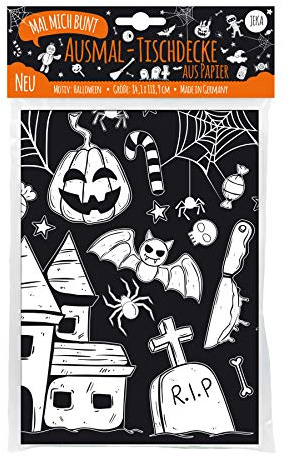 JEKA Nappe en Papier à colorier, Motif : Halloween, Nappe à colorier Halloween, Images à colorier Halloween, Coloriage Halloween, Décoration pour Halloween, Activités pour Enfants